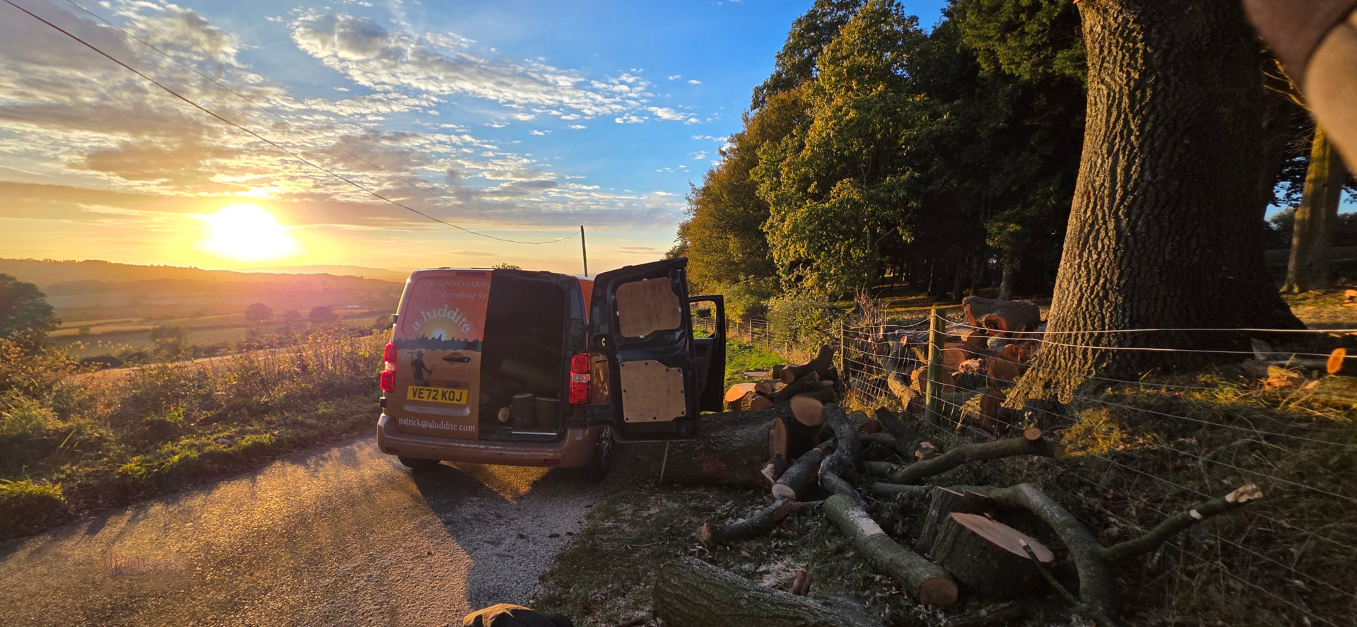 sorting logs out garden maintenance